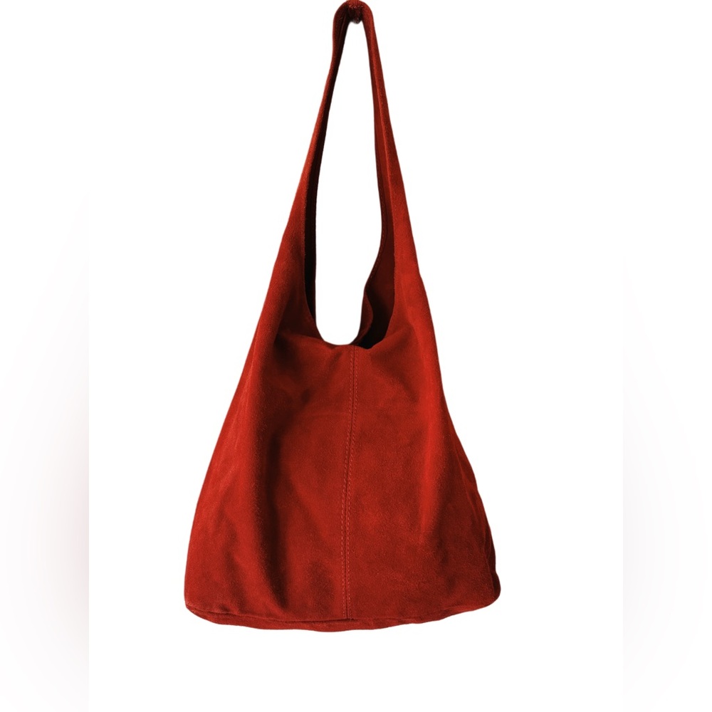 Classic Red Suede Shoulder Tote